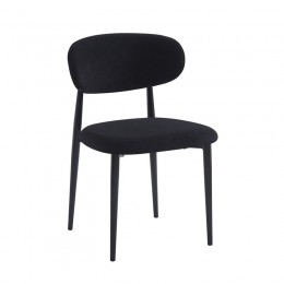 POINT Καρέκλα Τραπεζαρίας Μέταλλο Βαφή Μαύρο, Teddy Ύφασμα Μαύρο