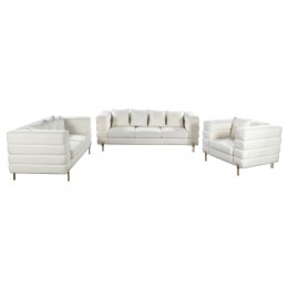 MORRIS Set Σαλόνι - Καθιστικό 3θέσιος + 2θέσιος + Πολυθρόνα Ύφασμα Teddy Άσπρο