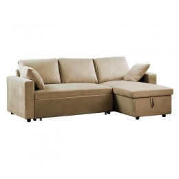 MONTREAL Καναπές Κρεβάτι Γωνία Αναστρέψιμη με Αποθηκευτικό Χώρο, Velure Μπεζ