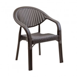 BAMBOO Pro Πολυθρόνα Κήπου - Βεράντας Στοιβαζόμενη, PP-UV (Rattan Look) Καφέ