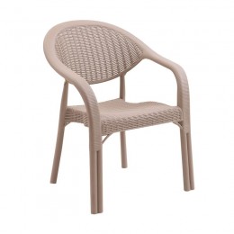 BAMBOO Pro Πολυθρόνα Κήπου - Βεράντας Στοιβαζόμενη, PP-UV (Rattan Look) Cappuccino