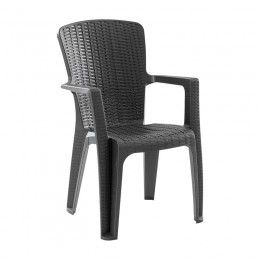 SIDE Πολυθρόνα Κήπου-Βεράντας Στοιβαζόμενη, (Rattan Look) PP-UV Απόχρωση Ανθρακί