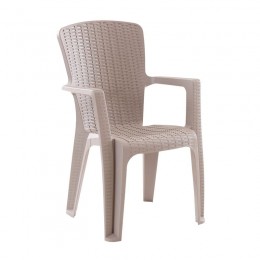 SIDE Πολυθρόνα Κήπου-Βεράντας Στοιβαζόμενη, (Rattan Look) PP-UV Απόχρωση Cappuccino