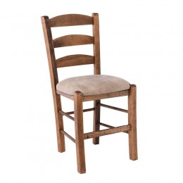 ΣΚΥΡΟΣ Καρέκλα Οξιά Βαφή Εμποτισμού Καρυδί, Κάθισμα Suede Μπεζ