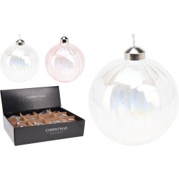 XMAS ΜΠΑΛΑ ΓΥΑΛΙΝΗ 10CM ΣΕ 2 ΣΧΕΔΙΑ ABT400560