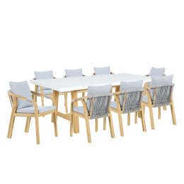 ASHEN ΣΕΤ ΤΡΑΠΕΖΑΡΙΑΣ 9ΤΜΧ 220X100X75CM ΞΥΛΟ FSC TEAK