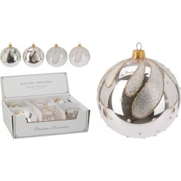 Γυαλινη Mπαλα Ασημι Σε 4 Σχεδια 10Εκ