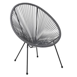 ACAPULCO Πολυθρόνα Μέταλλο Βαφή Μαύρο / Rattan 73x76x89cm Γκρι Ε245,4