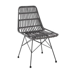 SALSA Καρέκλα Κήπου Βεράντας Μέταλλο Βαφή Μαύρο - Wicker Γκρι  Ε241,2