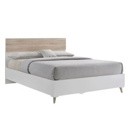 ALIDA Κρεβάτι Διπλό 157x203x100cm για Στρώμα 150x200cm, Απόχρωση Sonoma - Άσπρο Ε7348,2