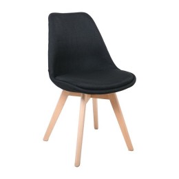 MARTIN Καρέκλα Ξύλο, 49x57x82cm Ύφασμα Μαύρο Μονταρισμένη Ταπετσαρία ΕΜ136,24F