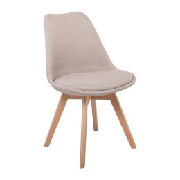 MARTIN Καρέκλα Ξύλο, Ύφασμα Μπεζ Μονταρισμένη Ταπετσαρία ΕΜ136,94F 49x57x82cm