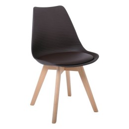 Martin Stripe Καρέκλα 49x56x82cm Ξύλο/PP Καφέ ΕΜ136,01S