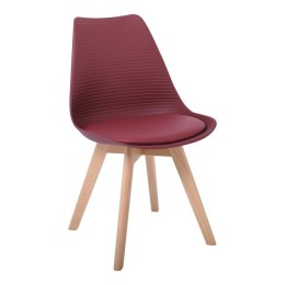 Martin Stripe Καρέκλα 49x56x82cm Ξύλο/PP Μπορντώ ΕΜ136,02S