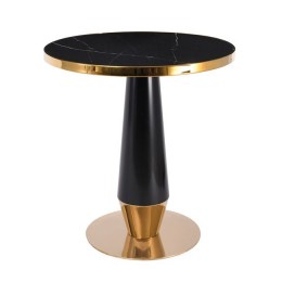OLIVE Τραπέζι Βαφή Μαύρο-Gold, Φ70x73cm Επιφάνεια Sintered Stone Black Marble ΕΜ789,1