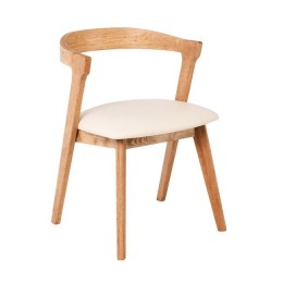 SANDRA Καρέκλα Τραπεζαρίας, Απόχρωση Φυσικό, Pu Εκρού
