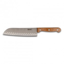 NAVA Aνοξείδωτο ατσάλινο μαχαίρι Santoku "Terrestrial" με ξύλινη λαβή 29.5cm 10-058-053
