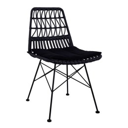 Allegra Καρέκλα Μεταλλική με Μαξιλάρι 47x58x84,5Υcm Wicker Μαύρο HM5453