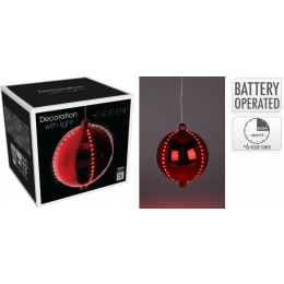 XMAS ΜΠΑΛΑ ΜΕ ΦΩΤΑΚΙΑ LED ΚΟΚΚΙΝΗ 15CM XX8310610