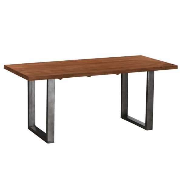 PUZZLE 220 TABLE SOLID WOOD ACACIA WALNUT METAL IN