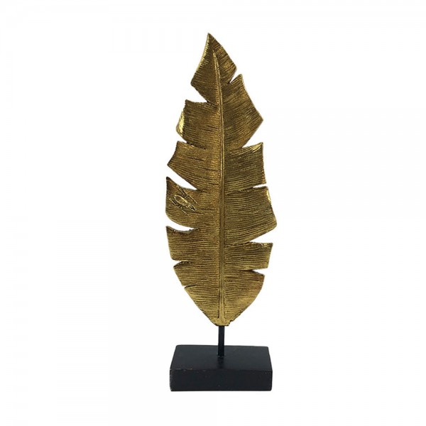 KASAMA DECO LEAF POLYRESIN GOLD BLACK 10,8x5xH34cm