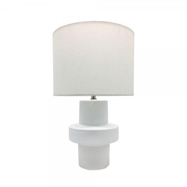 RING LAMP TABLE CERAMIC FABRIC WHITE WHITE D17/28x