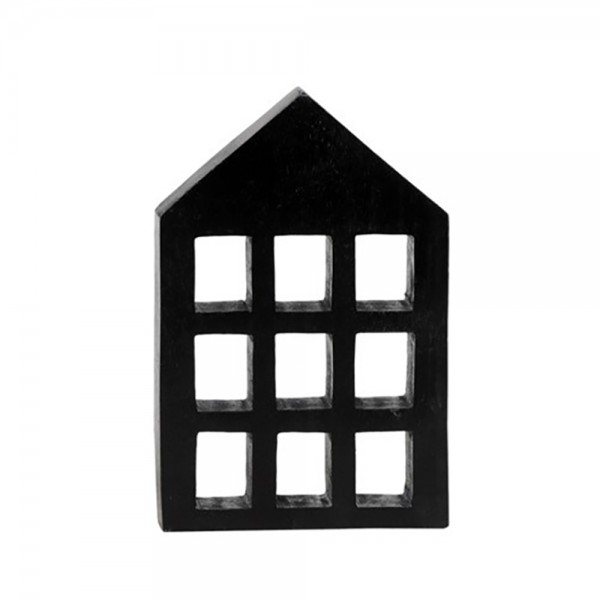 HAUS DECO HOUSE WOOD MANGO BLACK 14x3xH19,5cm IN