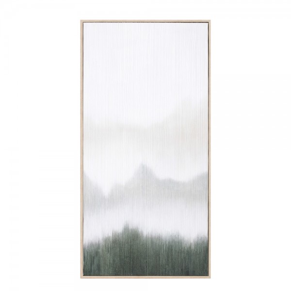 LOST IN NATURE PAINTING DECORATIVE 45x90x5 CANVAS WHITE GREEN WOOD NATURAL