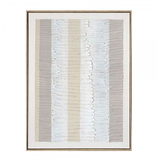 EVIK PAINTING DECORATIVE 60x80x4 CANVAS WHITE BEIGE GREY WOOD NATURAL