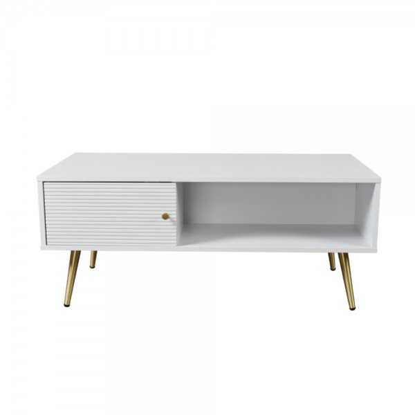 ZIZEL COFFEE TABLE CHIPBOARD WITH MELAMINE CARTA WHITE WITH PATTERN GOLD LACQUERED MDF 100x50xH42cm E1 PRC
