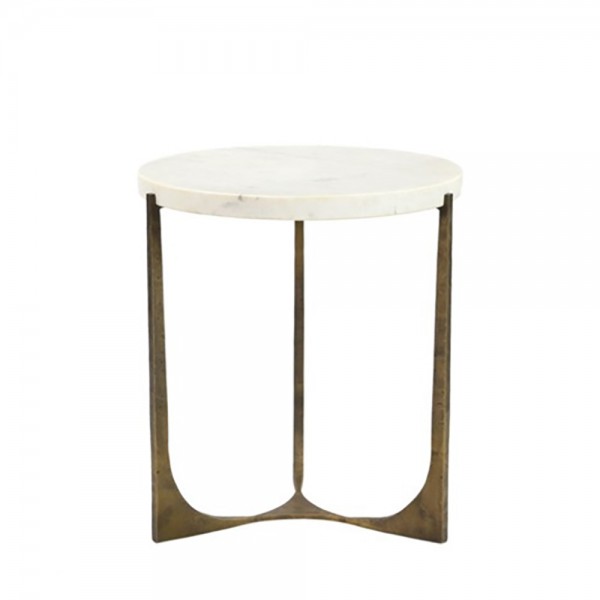 BLANCHE SIDE TABLE MARBLE WHITE METAL BRASS ANTIQUE D55xH61cm IN