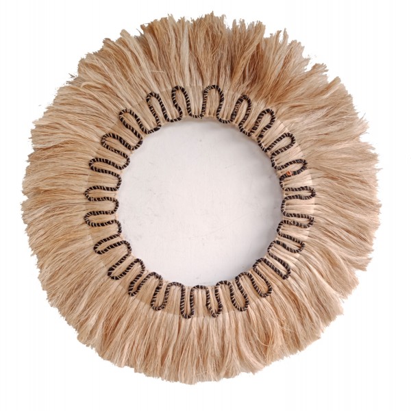 MIRROR ROUND WITH ABACA FIBERS FRAME NATYRAL-BLACK COLOR Φ100cm.HM7749