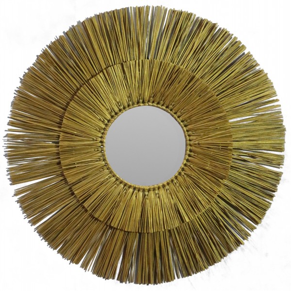 WALL MIRROR ROUND WITH MENDONG GRASS FRAME IN GOLD COLOR Φ65cm.HM7801