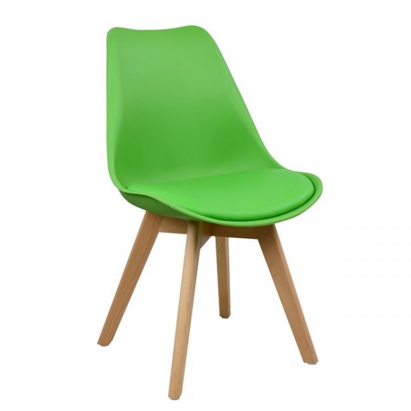 Chair Vegas HM0033.20 with wooden legs and light green seat 47X56,6X82 cm