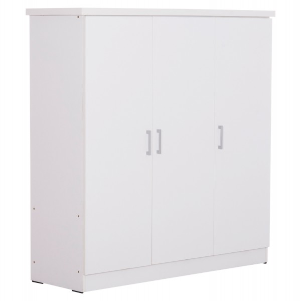 WARDROBE 3-LEAF WITH SHELVES BAILEY HM2482.02 MELAMINE IN WHITE 120-116x40x123.5Hcm
