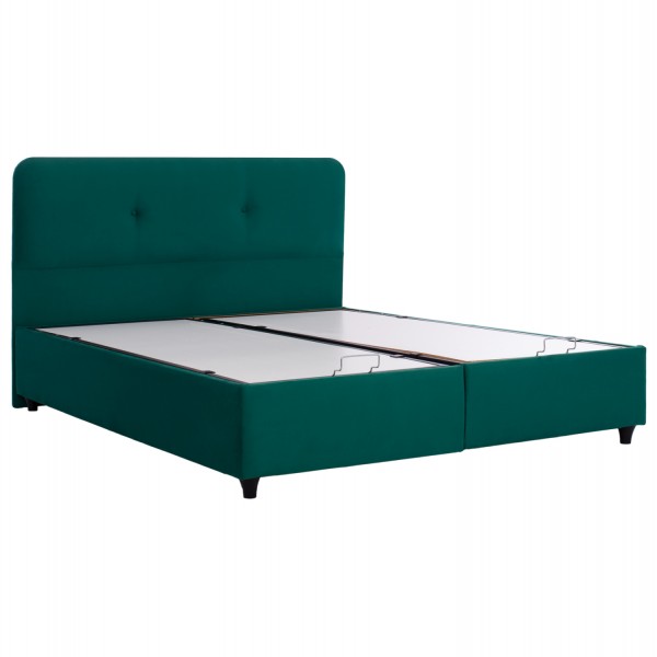 Bed DOLORES HM631.13, cypress green velvet, storage space, 160x200cm