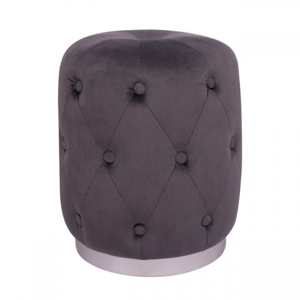 Velvet stool Torrie HM8405.01 grey with silver base ''37x46cm