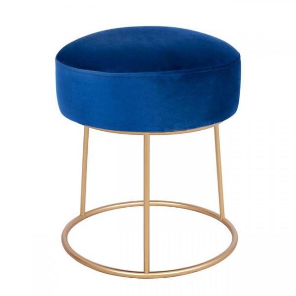Stool Karlo HM8411.08 Blue with gold Base ''36x38 h cm