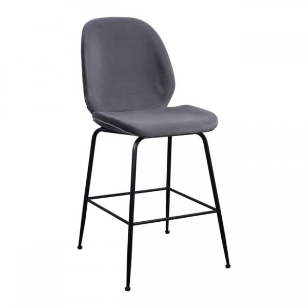 Bar Stool Nora Velvet Grey & Black metallic frame HM8524.01 48x61x103 cm