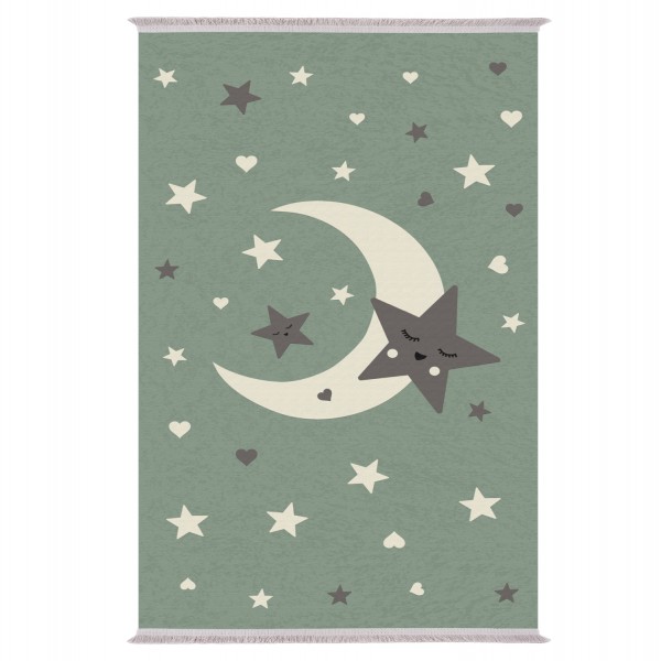 KIDS' CARPET WITH FRINGES HM7678.20 MOON WITH STARS 80Χ150