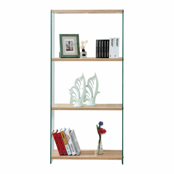 Bookcase from glass and shelves from mdf 76X30X165 HM8092