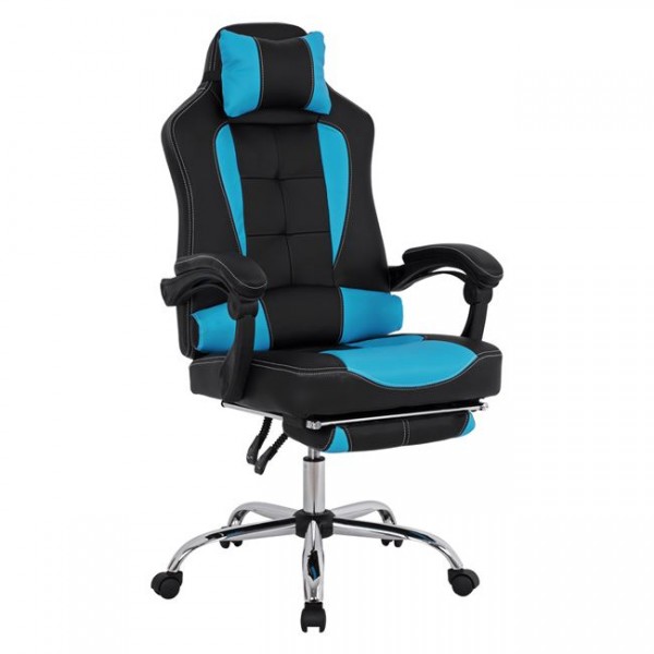 Office Gaming chair with footstep HM1055.08 Synchro Black and Light blue 66x67x130 cm