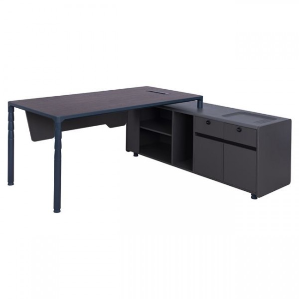 Professional office right corner HM2093R in grey and wenge color 183x160x76cm
