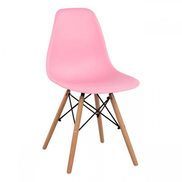 Chair with wooden legs and seat Twist PP Pink HM8460.05 46x50x82 cm