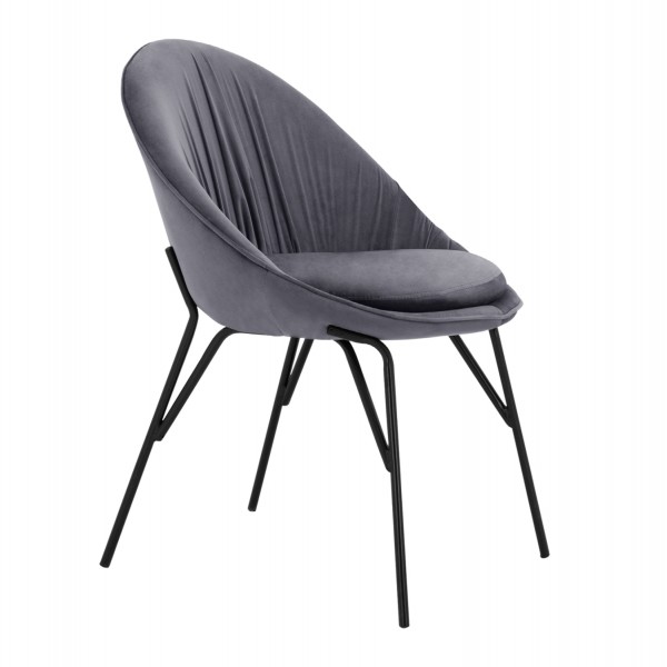 Chair Kelsey Velvet Grey with black legs HM8684.11 59x63x84 cm.