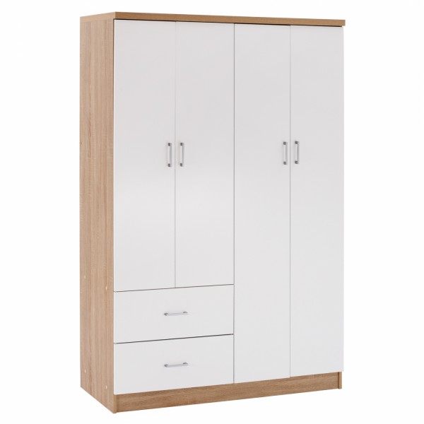 WARDROBE 4-SHEET WITH 2 DRAWERS SONAMA WHITE 120Χ42,5Χ180,5cm HM339.06