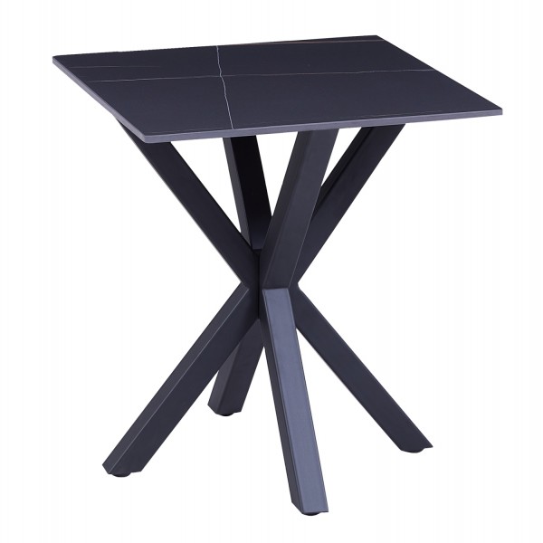 SIDE TABLE HM9471.04 BLACK MARBLE SINTERED STONE TOP-BLACK METAL BASE 50x50x55Hcm.
