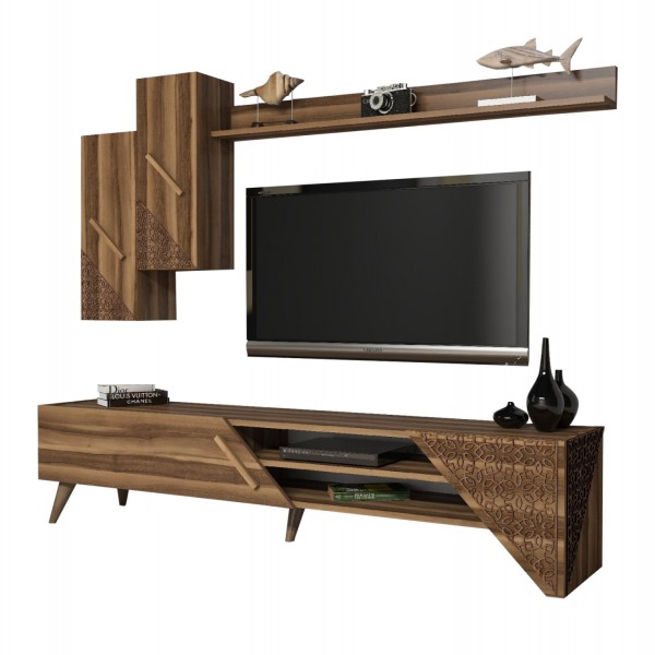 TV COMBO FURNITURE HM9514.03 MELAMINE IN CREAM COLOR 180x37x40Hcm