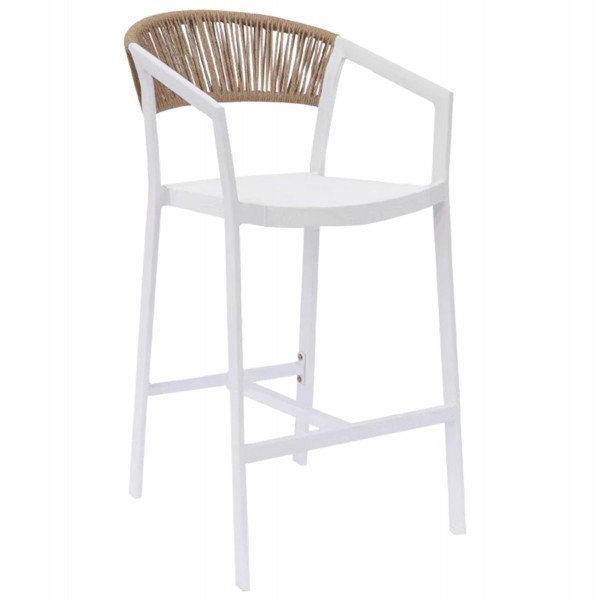 BAR STOOL ALUMINUM HM5892.12 MEDIUM HEIGHT WITH ARMS-RATTAN&TEXTLINE 57x61x103Hcm.