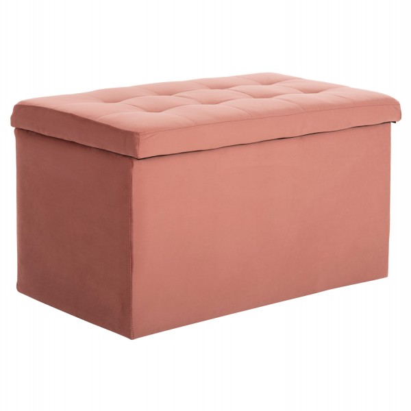 STOOL/TRUNK WITH STORAGE SPACE PUNK HM279.12 DUSTY PINK VELVET 90x50x52Hcm.
